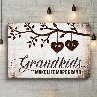 Grandkids Make Life More Grand Personalized Canvas Print VIP
