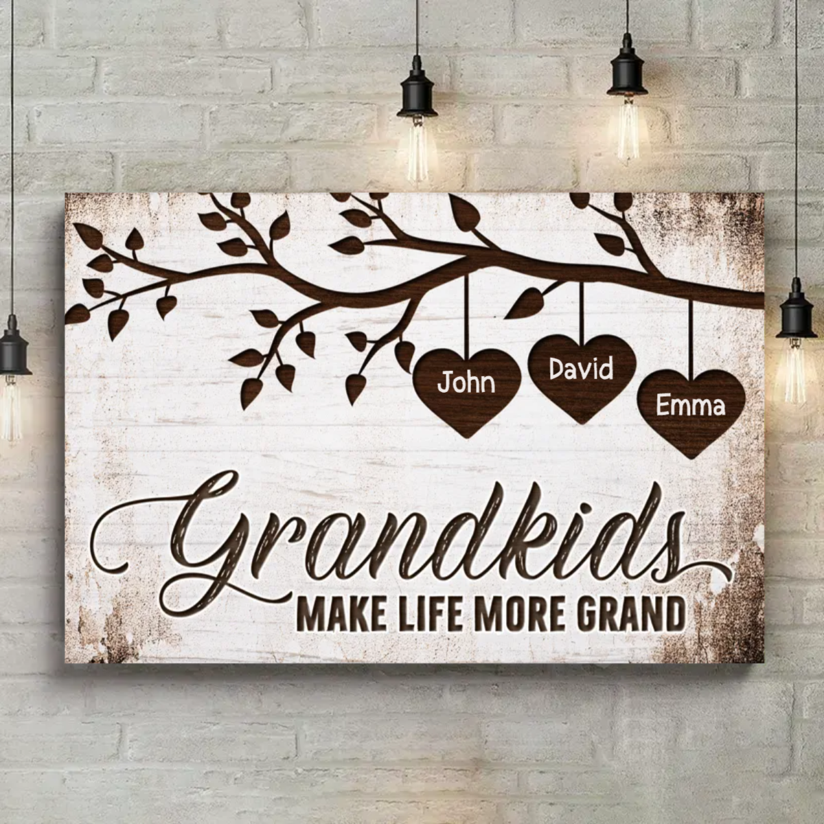 Grandkids Make Life More Grand Personalized Canvas Print