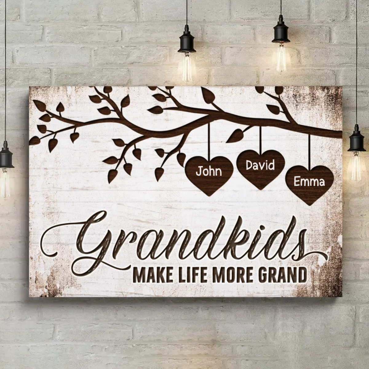Grandkids Make Life More Grand Personalized Canvas Print VIP