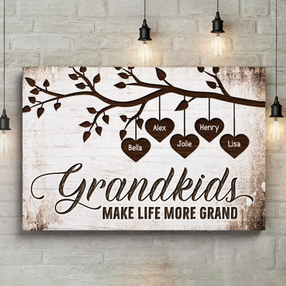 Grandkids Make Life More Grand Personalized Canvas Print