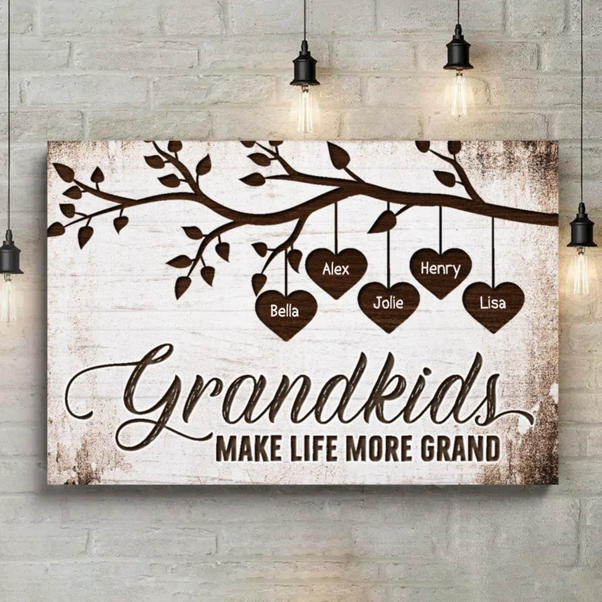 Grandkids Make Life More Grand Personalized Canvas Print VIP