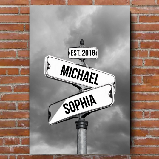 Personalized Canvas Vintage Street Sign For Couples