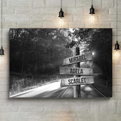 Country Road Family Name Canvas