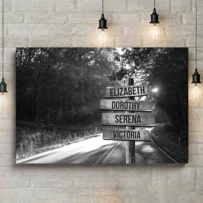 Country Road Family Name Canvas