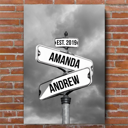 Personalized Canvas Vintage Street Sign For Couples