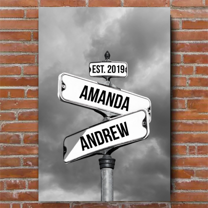 Personalized Canvas Vintage Street Sign For Couples VIP