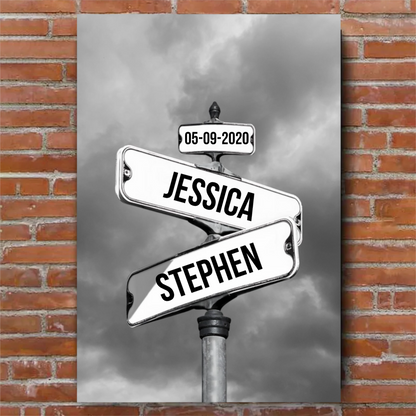Personalized Canvas Vintage Street Sign For Couples VIP
