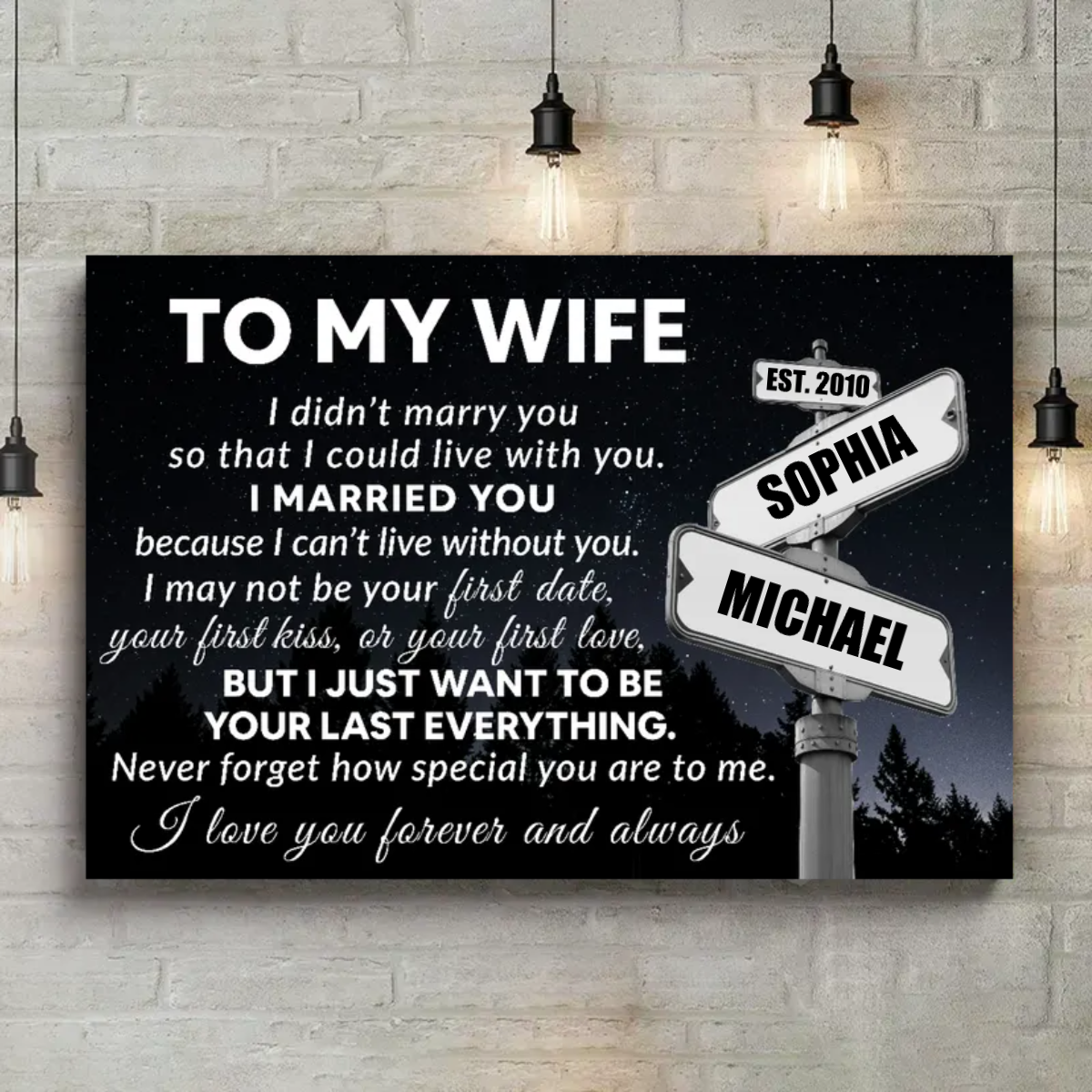 Gift for Wife - I Can't Live Without You - Personalized Canvas Print Wall Art