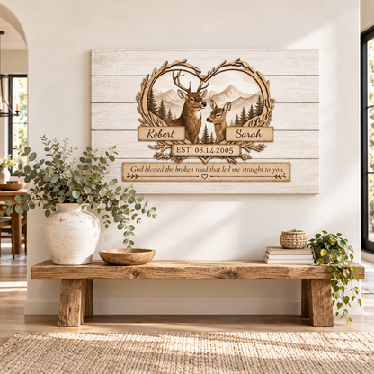 Where We Belong Personalized Deer Canvas For Couples