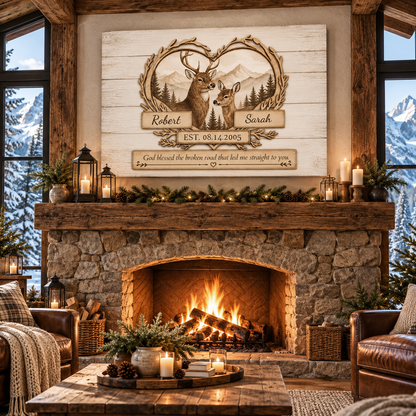 Where We Belong Personalized Deer Canvas For Couples
