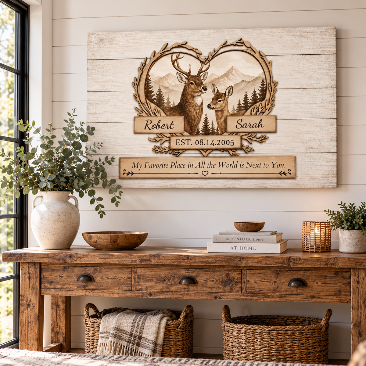 Where We Belong Personalized Deer Canvas For Couples