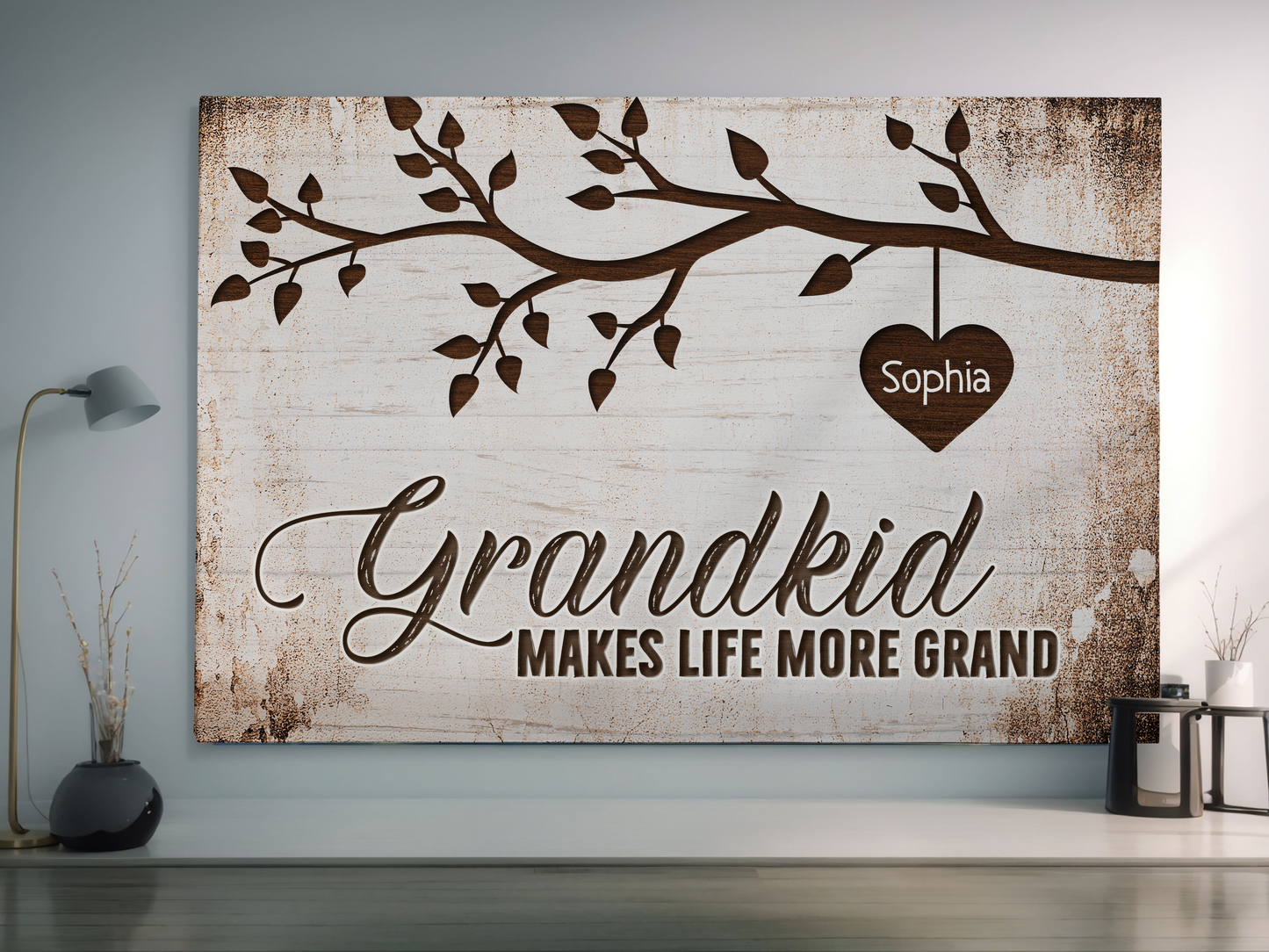 Grandkids Make Life More Grand Personalized Canvas Print VIP