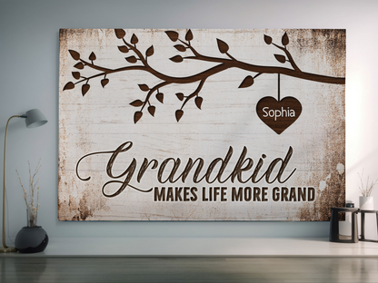 Grandkids Make Life More Grand Personalized Canvas Print