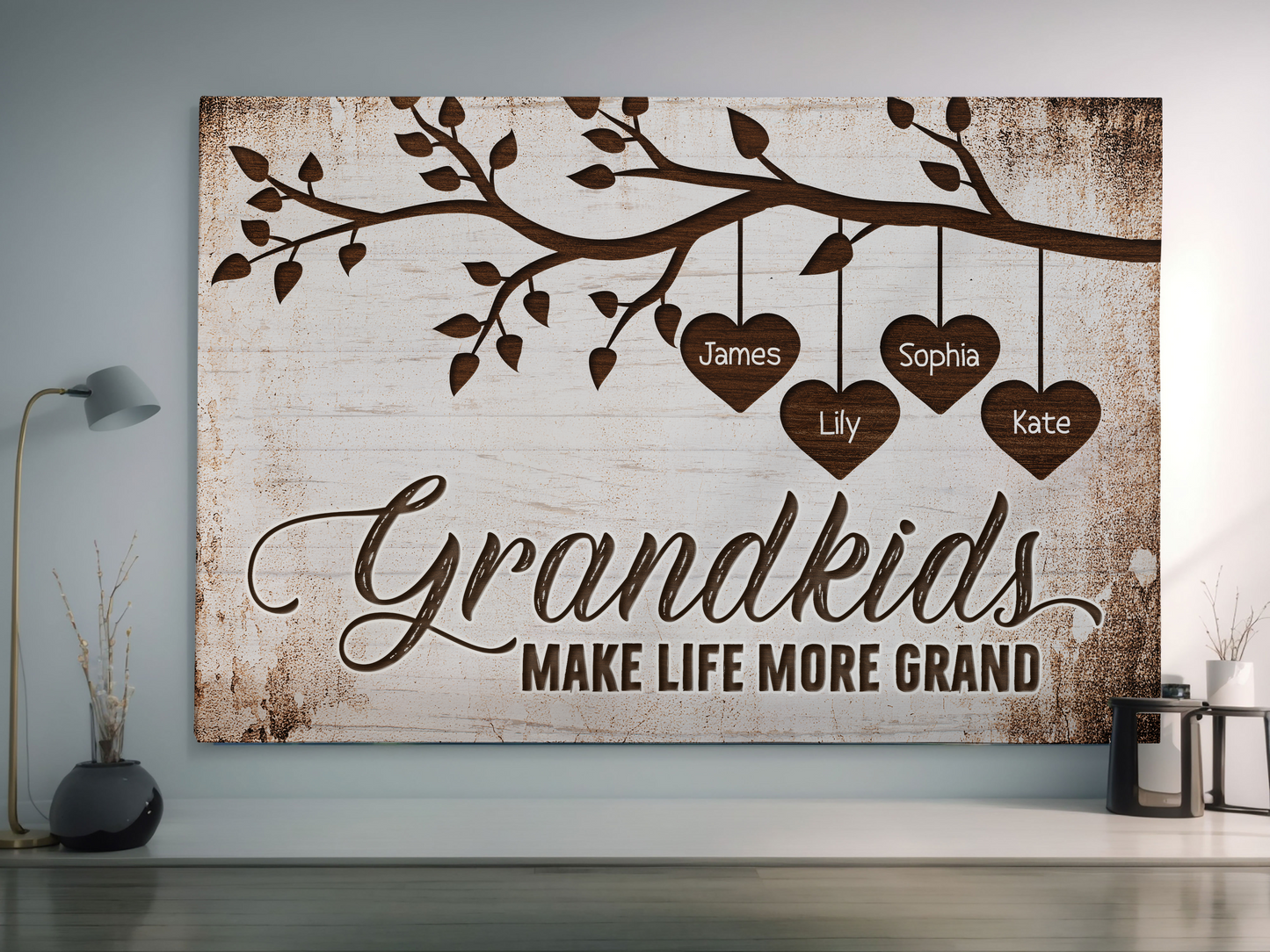 Grandkids Make Life More Grand Personalized Canvas Print