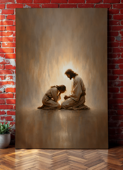Jesus Comforting a Crying Girl – Canvas Wall Art