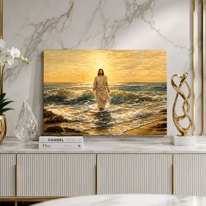 Jesus Walking on Water at Sunset – Canvas Wall Art