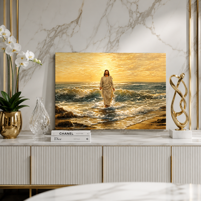 Jesus Walking on Water at Sunset – Canvas Wall Art