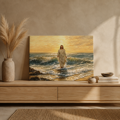 Jesus Walking on Water at Sunset – Canvas Wall Art