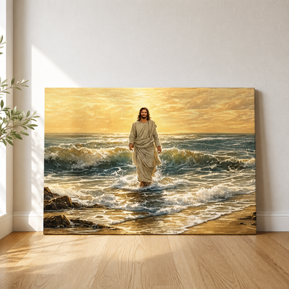 Jesus Walking on Water at Sunset – Canvas Wall Art