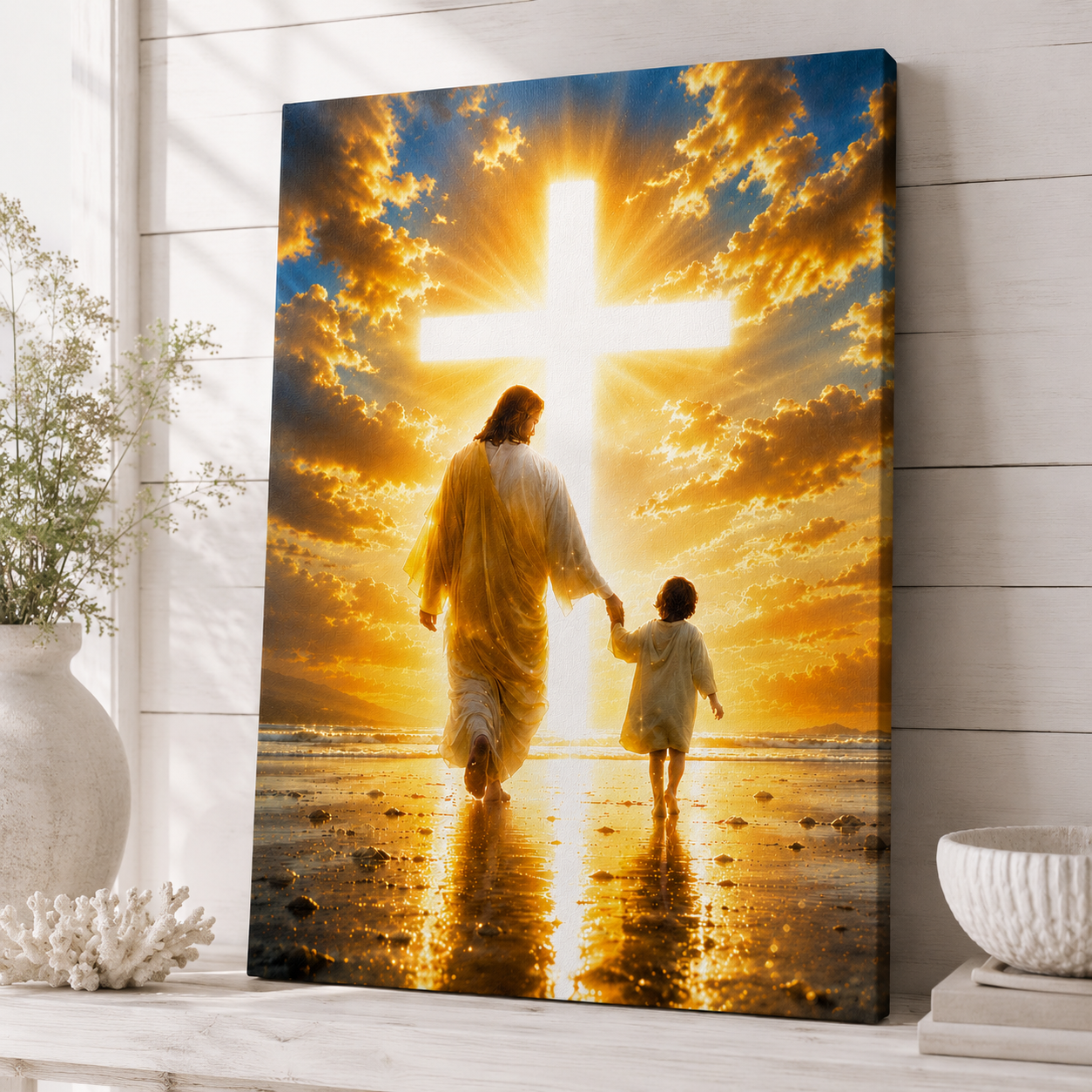 Sunset Walking With Boy Personalized Canvas