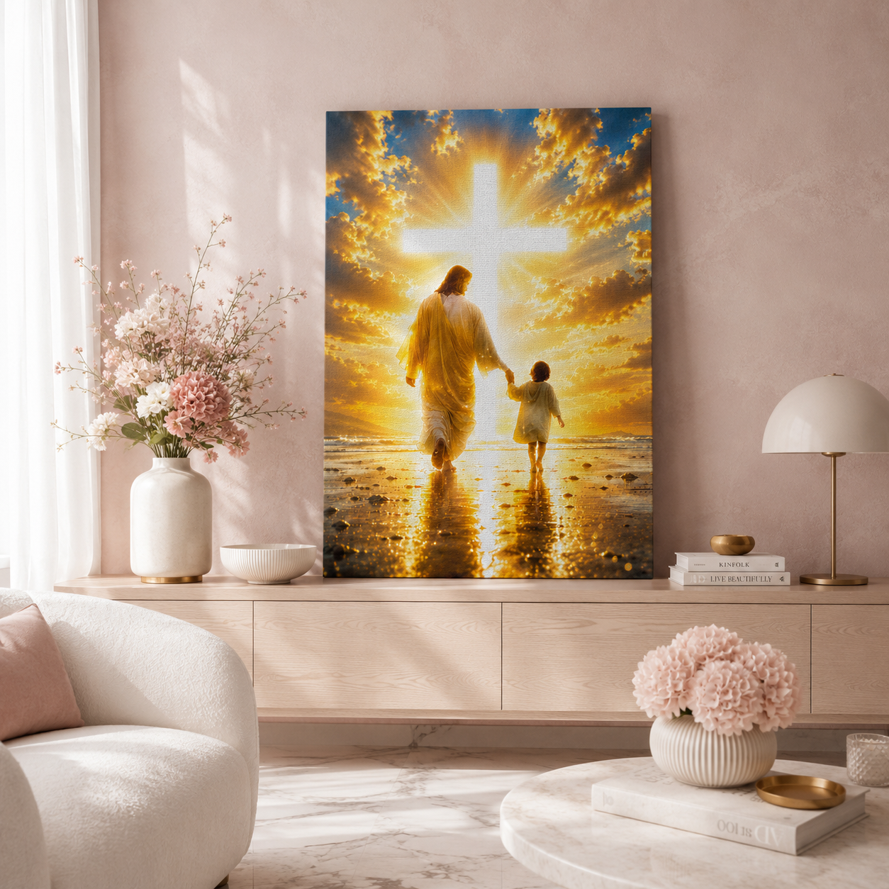 Sunset Walking With Boy Personalized Canvas