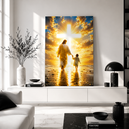 Sunset Walking With Boy Personalized Canvas