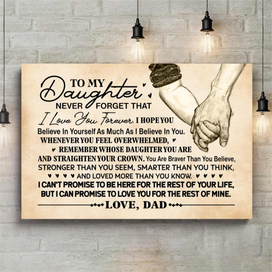 To My Daughter Never Forget That I Love You Forever Personalized Canvas