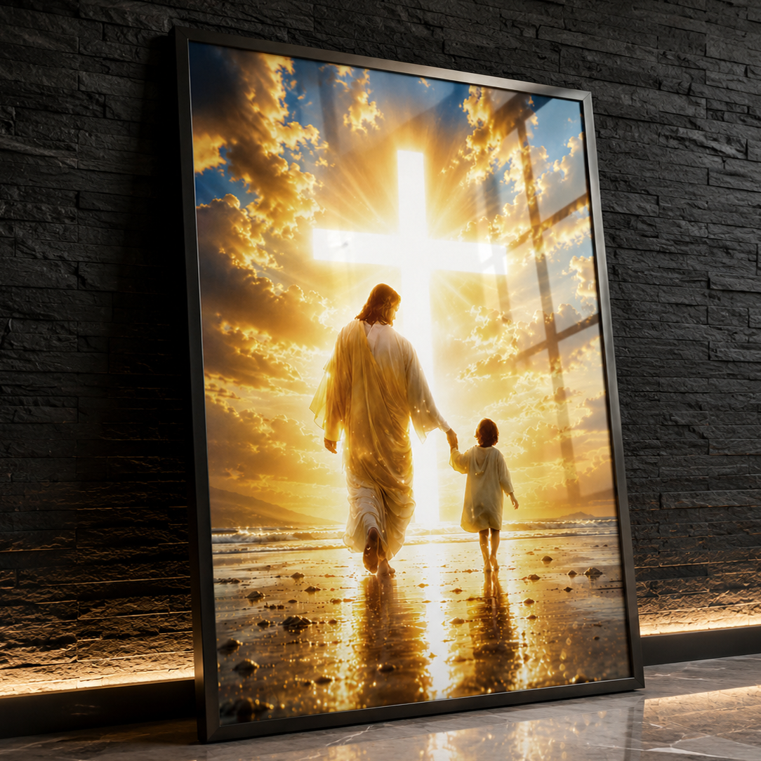 Walking Boy Sunset Personalized Poster
