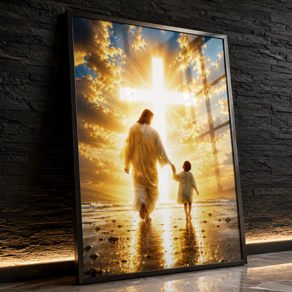 Walking Boy Sunset Personalized Poster