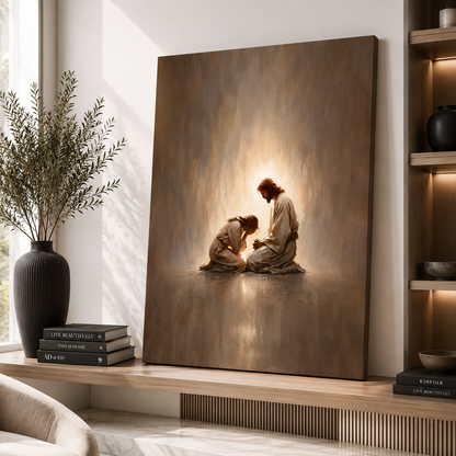 Jesus Comforting a Crying Girl – Canvas Wall Art