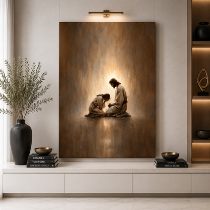 Jesus Comforting a Crying Girl – Canvas Wall Art