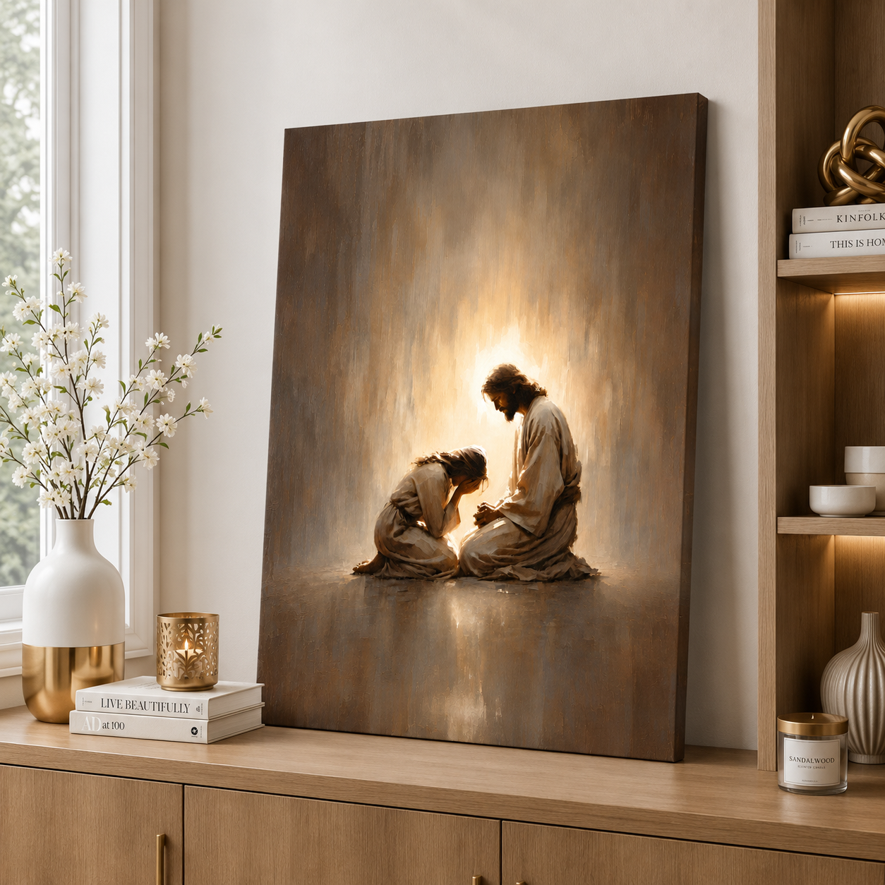 Jesus Comforting a Crying Girl – Canvas Wall Art