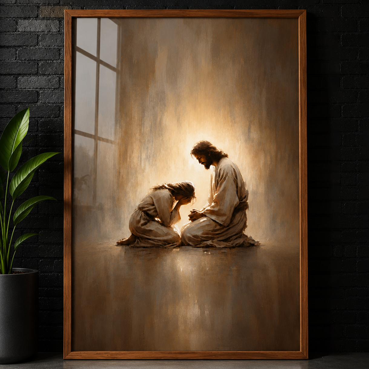Jesus Comforting a Crying Girl – Poster Wall Art
