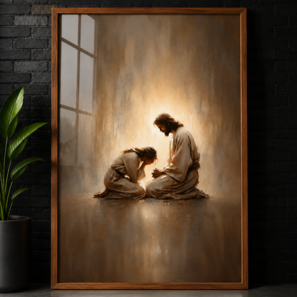Jesus Comforting a Crying Girl – Poster Wall Art