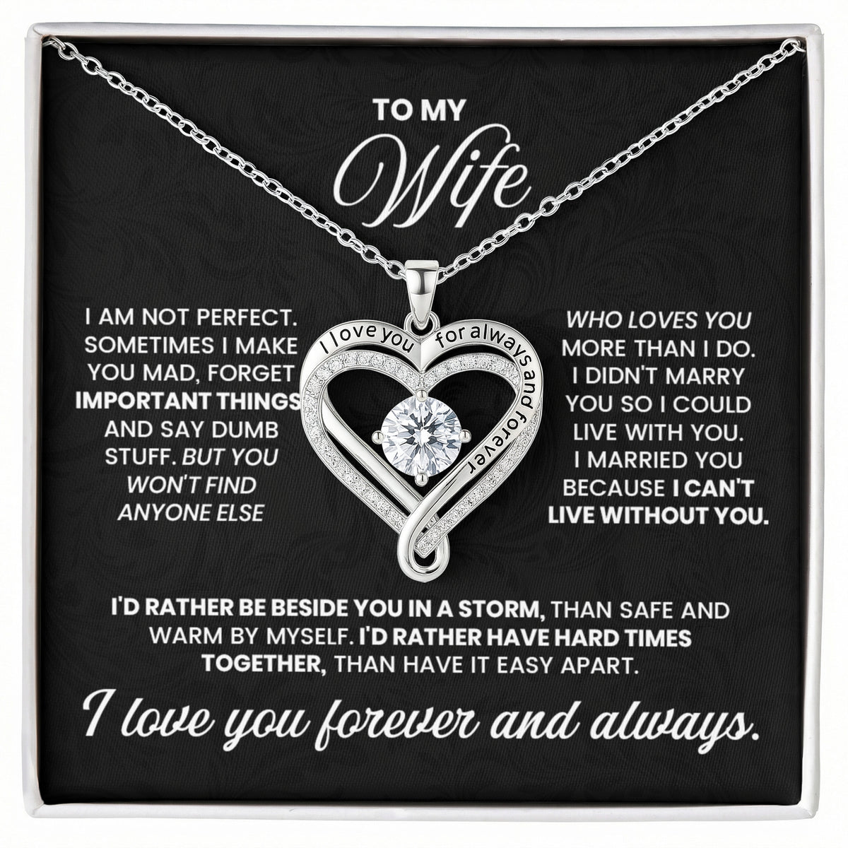 To My Wife  Forever & Always Heart Necklace