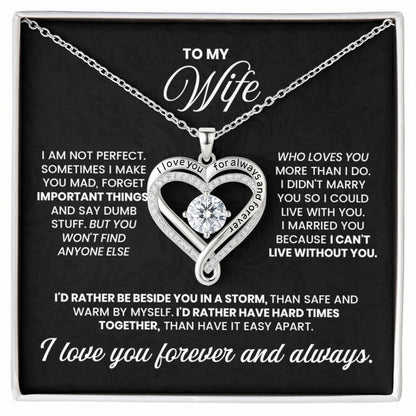 To My Wife  Forever & Always Heart Necklace
