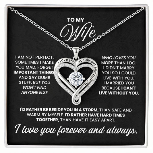 To My Wife  Forever & Always Heart Necklace