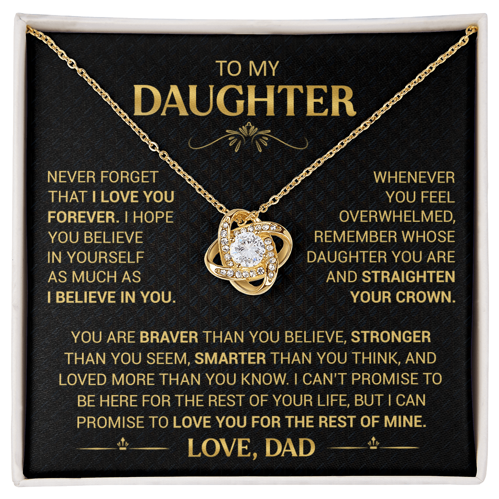 To My Daughter Necklace from Dad - Forever Love Heart Pendant - 14K Gold Finish Birthday Graduation Christmas Gift