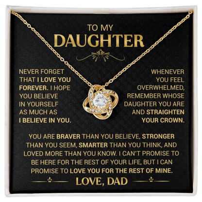 To My Daughter Necklace from Dad - Forever Love Heart Pendant - 14K Gold Finish Birthday Graduation Christmas Gift