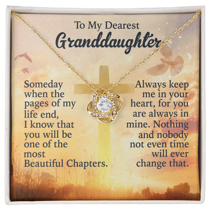 To My Granddaughter Love Knot Necklace from Grandpa - 14K Gold CZ Pendant with Message Card - Birthday Christmas Graduation Gift