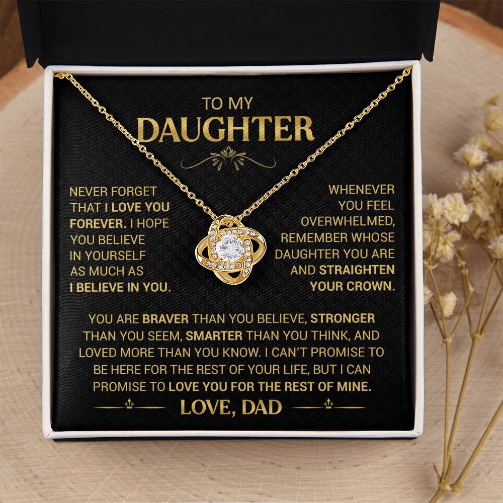 To My Daughter Necklace from Dad - Forever Love Heart Pendant - 14K Gold Finish Birthday Graduation Christmas Gift
