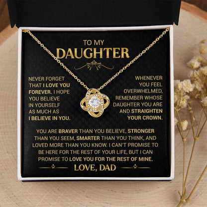 To My Daughter Necklace from Dad - Forever Love Heart Pendant - 14K Gold Finish Birthday Graduation Christmas Gift