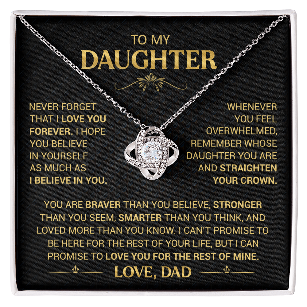 To My Daughter Necklace from Dad - Forever Love Heart Pendant - 14K Gold Finish Birthday Graduation Christmas Gift
