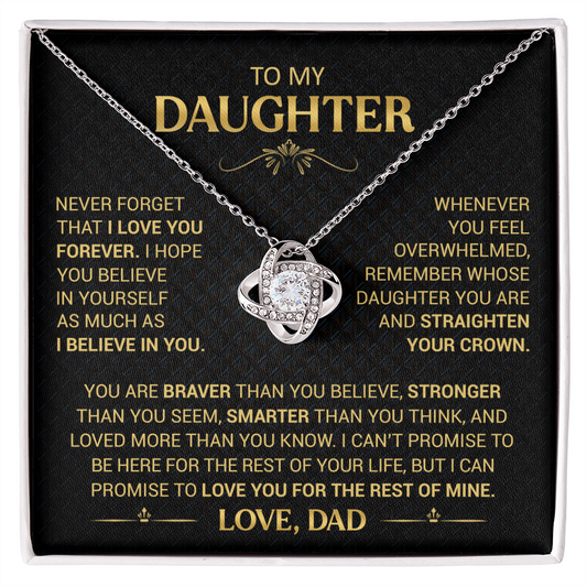 To My Daughter Necklace from Dad - Forever Love Heart Pendant - 14K Gold Finish Birthday Graduation Christmas Gift