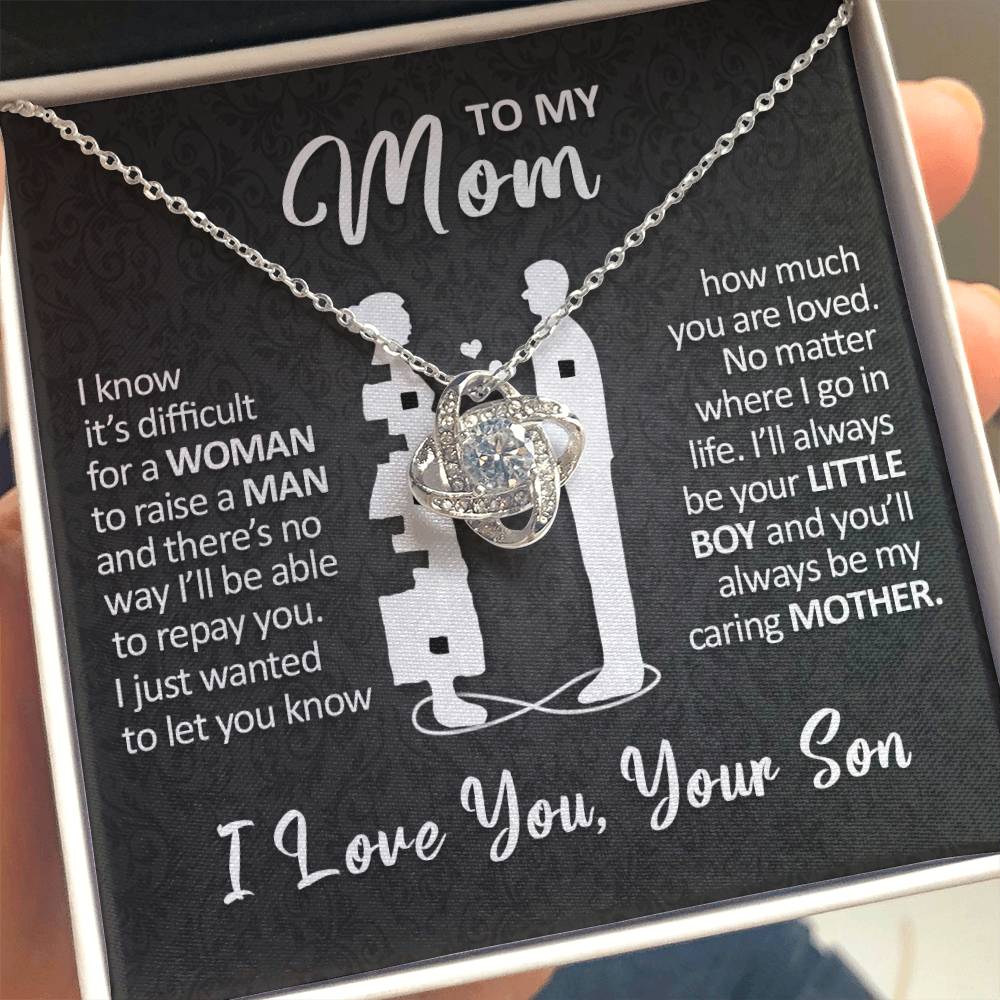 To My Mom - I'll Always Be Your Little Boy - Love Knot Necklace