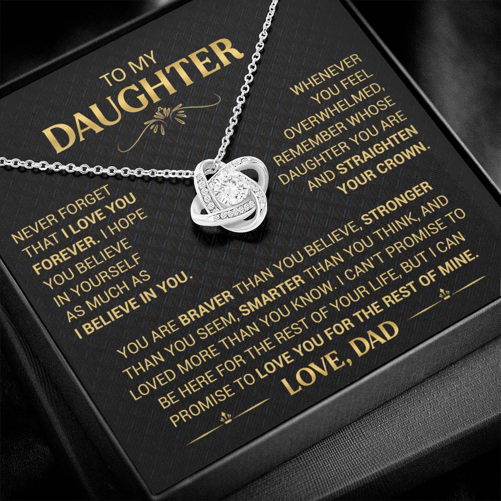 To My Daughter Necklace from Dad - Forever Love Heart Pendant - 14K Gold Finish Birthday Graduation Christmas Gift