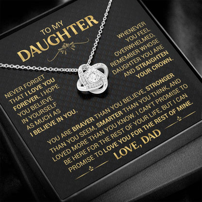 To My Daughter Necklace from Dad - Forever Love Heart Pendant - 14K Gold Finish Birthday Graduation Christmas Gift