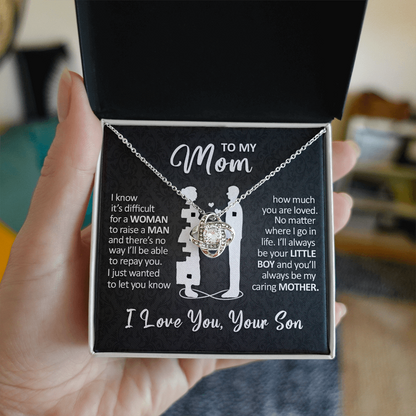 To My Mom - I'll Always Be Your Little Boy - Love Knot Necklace