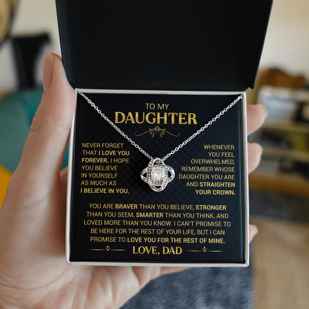 To My Daughter Necklace from Dad - Forever Love Heart Pendant - 14K Gold Finish Birthday Graduation Christmas Gift