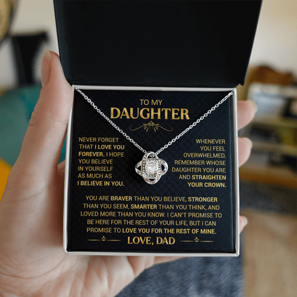 To My Daughter Necklace from Dad - Forever Love Heart Pendant - 14K Gold Finish Birthday Graduation Christmas Gift